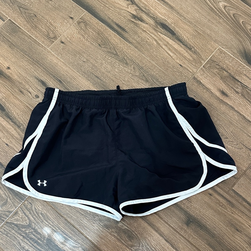 Under Armour Women's Black Athletic Shorts with White Trim